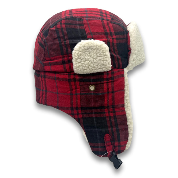 Red Lumberjack Aviator Soft Faux Fur Ear Flap Hat Winter Ski Trooper Trapper Hat - Picture 4 of 8